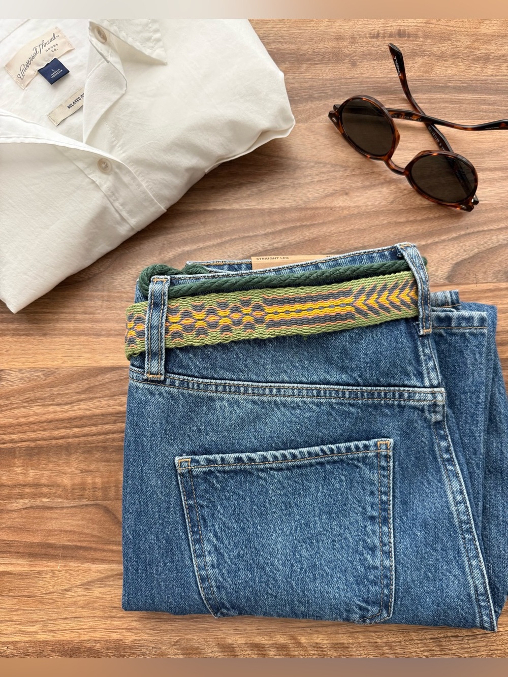 Vintage 70s Handwoven Green, Yellow and Blue Belt